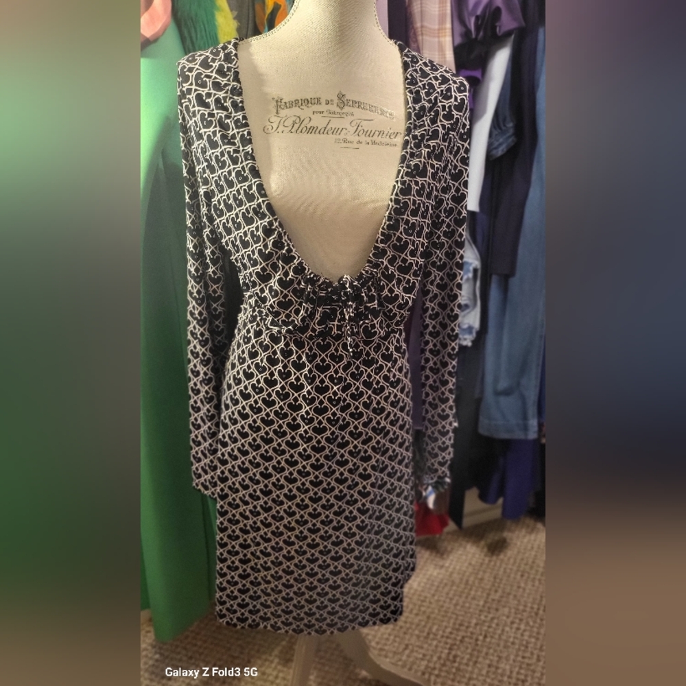 Black & White Front Drawstring Dress